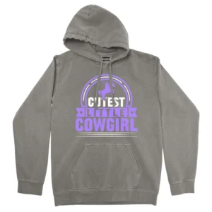 Cutest Little Cowgirl Unisex Comfort Colors Hooded Sweatshirt