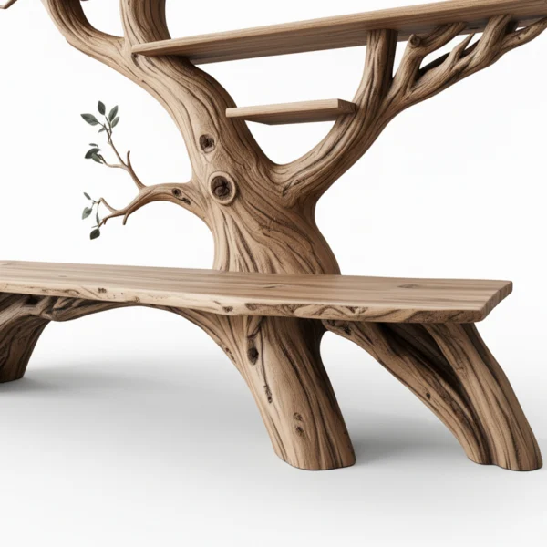 Handcrafted Tree Branch Shelf - Nature-Inspired Art & Storage