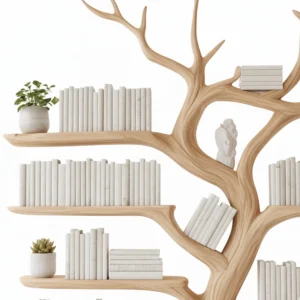 Carved Tree Branch Bookshelf, Handmade Shelf, Rustic Decor2
