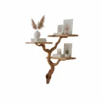 Corner Floating Shelf - Handmade Tree Branch Wall Bookshelf from Natural Wood