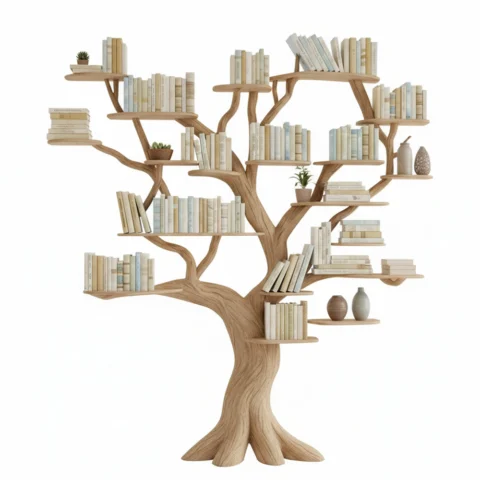 Driftwood Tree Branch Floating Bookshelf – Live Edge Corner Shelf, Wall-Mounted Rustic Decor for Home & Office