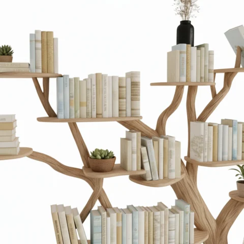 Driftwood Tree Branch Floating Bookshelf – Live Edge Corner Shelf, Wall-Mounted Rustic Decor for Home & Office2