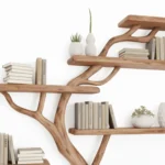 Handcrafted Console Table & Tree-Shaped Bookshelf Set - Solid Wood Artistic Furniture