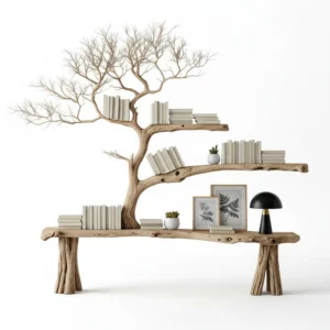 Handcrafted Console Table with Tree Branch Legs - Natural Barn & Pallet Wood