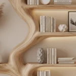 Handcrafted Driftwood Tree Branch Corner Shelf – Floating Mid-Century Bookcase, Custom Rustic Wall-Mounted Home Decor