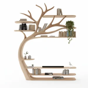 Handcrafted Tree TV Stand and Bookshelf