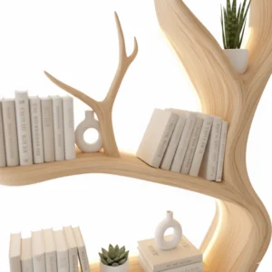 Handcrafted Vertical Wooden Bookcase – Rustic Floating Shelves & Unique Shelf Unit2