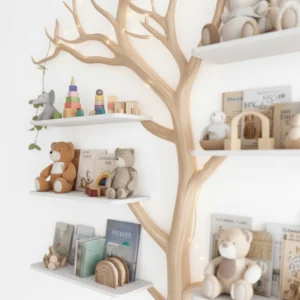 Handmade Montessori Tree Bookshelf Kids – Solid Wood Floating Shelves Bookcase Nursery2