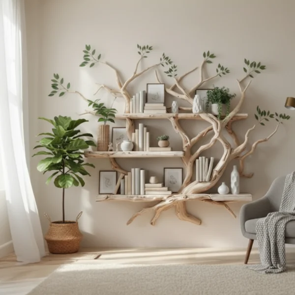 Mid Century Bookcase Corner Wall Shelf Handmade Furniture Shelves On Wall