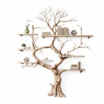 Minimalist Tree-Shaped Corner Bookshelf - Handcrafted Oak Wood Sculpture Shelf