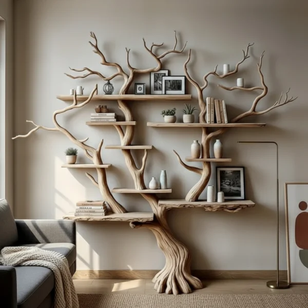 Nature-Inspired Tree Bookshelf - Wall Sculpture & Storage