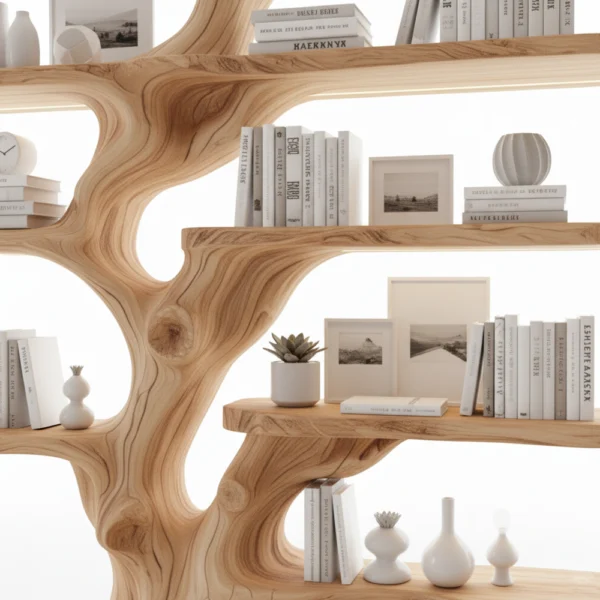 Rustic Live Edge Floating Wood Shelf, Nature-Inspired Wall Mounted Bookcase & Home Decor Gift