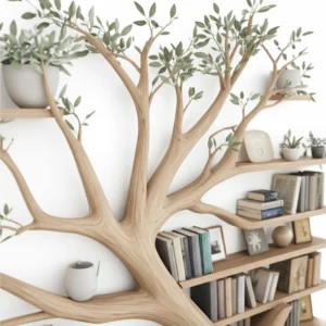 Rustic Tree Branch Bookshelf with Coordinated Bench2