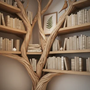 Rustic Tree Branch Floating Corner Shelf with L-Shaped Bench2