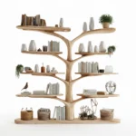 Tree-Shaped Wooden Shelf - Multi-Level Montessori Bookcase